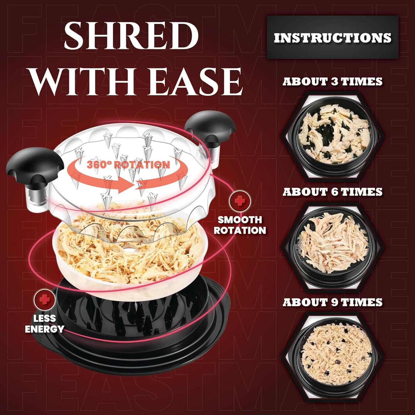 Feastmate Chicken Shredder Tool Twist