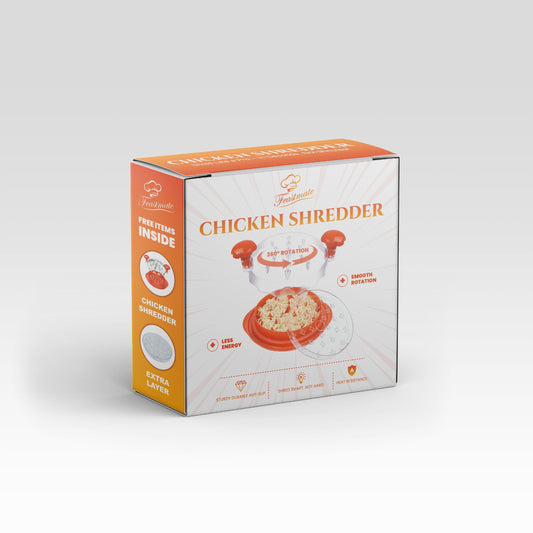 FeastMate™ Pro Orange Chicken Shredder (10”) – Effortless Meat Shredding Tool with Visible Lid & Extra Plate