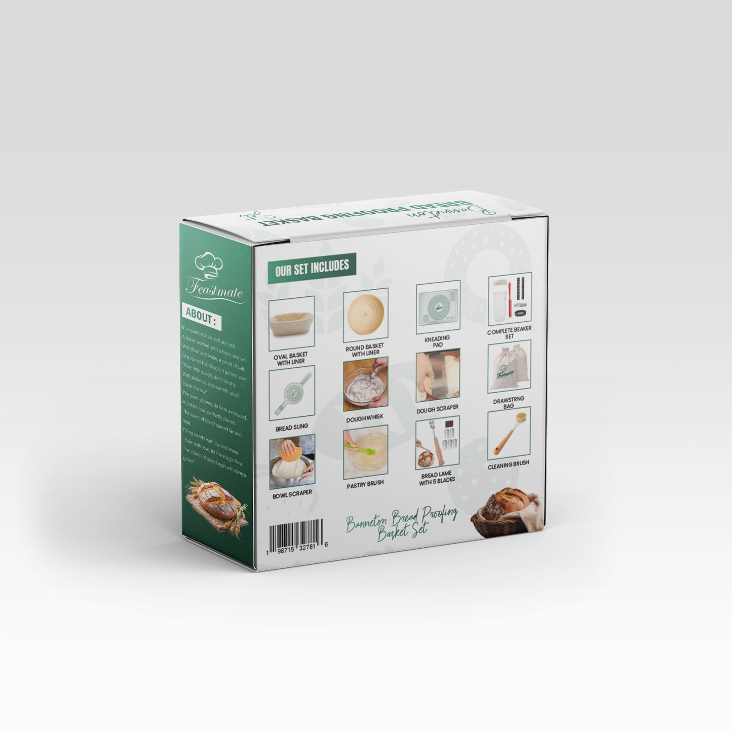 FeastMate™ Sourdough Starter Kit – Complete Bread Proofing & Baking Set with Banneton Baskets & Essential Tools