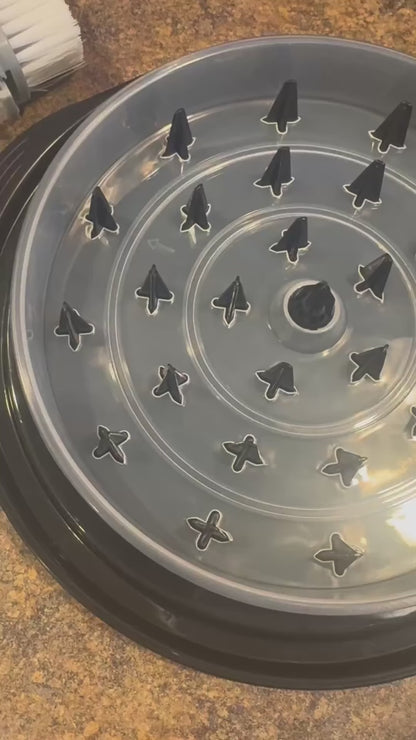 FeastMate™ Pro Black Chicken Shredder (10”) – Effortless Meat Shredding Tool with Visible Lid, Extra Plate & Dispenser Brush