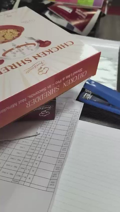 FeastMate™ Pro Black Chicken Shredder (10”) – Effortless Meat Shredding Tool with Visible Lid, Extra Plate & Dispenser Brush