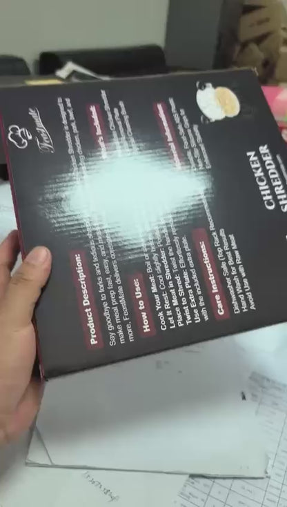 FeastMate™ Pro Black Chicken Shredder (10”) – Effortless Meat Shredding Tool with Visible Lid, Extra Plate & Dispenser Brush