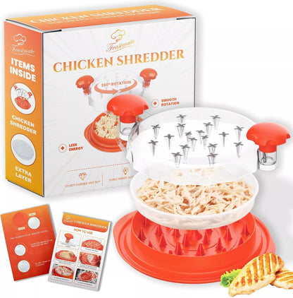 FeastMate™ Pro Orange Chicken Shredder (10”) – Effortless Meat Shredding Tool with Visible Lid & Extra Plate