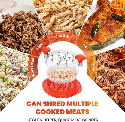 FeastMate™ Pro Orange Chicken Shredder (10”) – Effortless Meat Shredding Tool with Visible Lid & Extra Plate